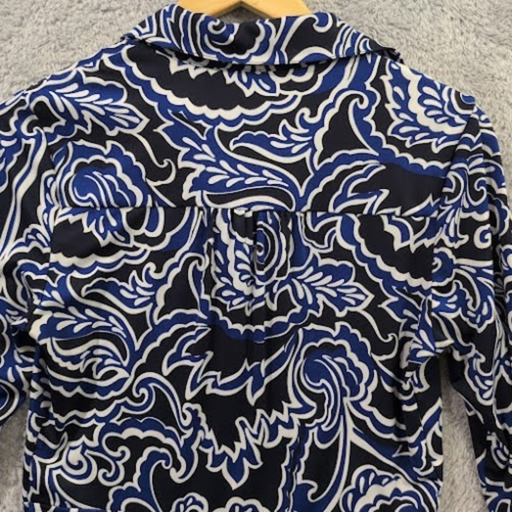 INC International Concepts Dress Women's Medium Blue & White Long Sleeve Knee - Picture 10 of 10